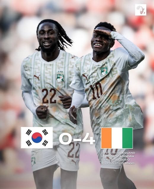 Les Éléphants brillent et s’imposent avec autorité face à la Corée du Sud (4-0)