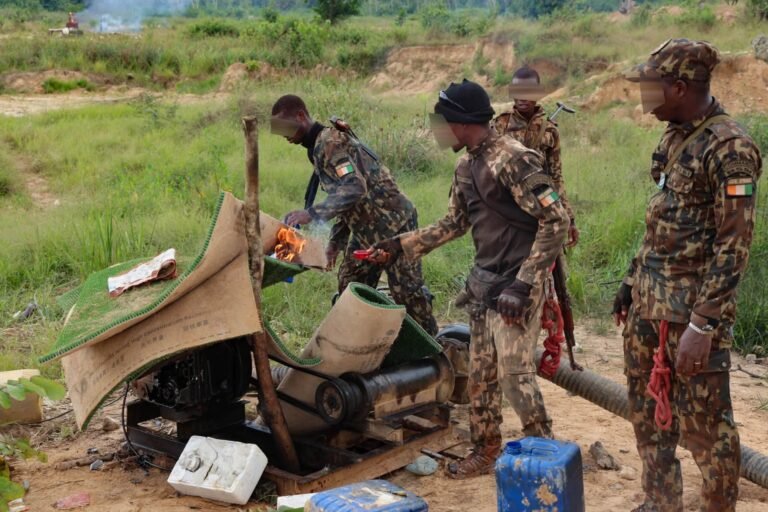 Orpaillage illégal : l’opération WAVIE frappe deux sites clandestins à Abengourou